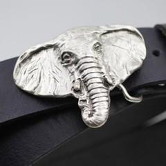 Elephant Belt Buckle Antique Look Antique Silver – Solid Vintage Buckle with Detail
