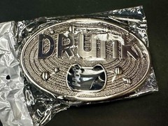 DRUNK Bottle Opener and Large Novelty Statement Stainless Steel Belt Buckle