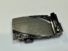 Ornate Flower Swirl Pattern Replacement Silver & Black Color Belt Buckle