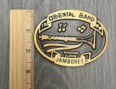 Vintage Oriental Band Jamboree Belt Buckle Rockford Illinois 1988 Oval 80s