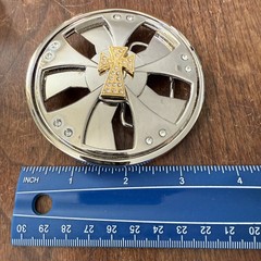 Vintage Chrome Silver Iron Cross Round Spinner Belt Buckle Metal Y2K Industrial