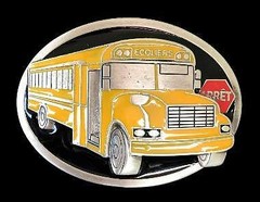 Autobus D&rsquo;ecole Ecolier French School Bus Driver Profession Belt Buckle