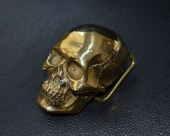 Handmade Pure Copper Brass Lost wax Casting Skull Hand polished Belt Buckle DIY