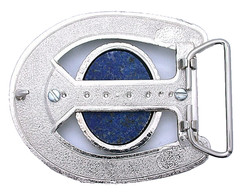 Silver Color 40×30 Lapis Black Onyx Cabochon Horseshoe Belt Buckle PBB37/3726