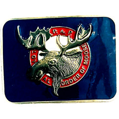 Loyal Order of Moose PAP Belt Buckle Cast Metal Epoxy Front 2013 – Moose Club