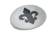 Men Women Casual Belt Buckle Silver Metal Western Biker Oval Shape Fleur De Lis