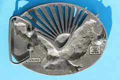 EJC Men&rsquo;s American Eagle Belt Buckle Silver Tone Rising Sun Western Patriotic