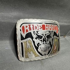 Ride Hard Live Free Bradford Exchange Belt Buckle Biker Skull Dated 1991 In Back