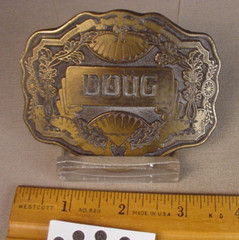 Vintage Men&rsquo;s Metal Belt Buckle Doug DOUG by Oden Inc.