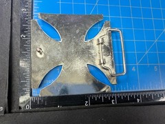Celtic Iron Cross Shaped with Engraved Tiny Skulls Gothic Cutout Belt Buckle