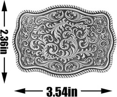 Western Cowboy Belt Buckles Men Vintage Novelty Large Handmade Silver Floral