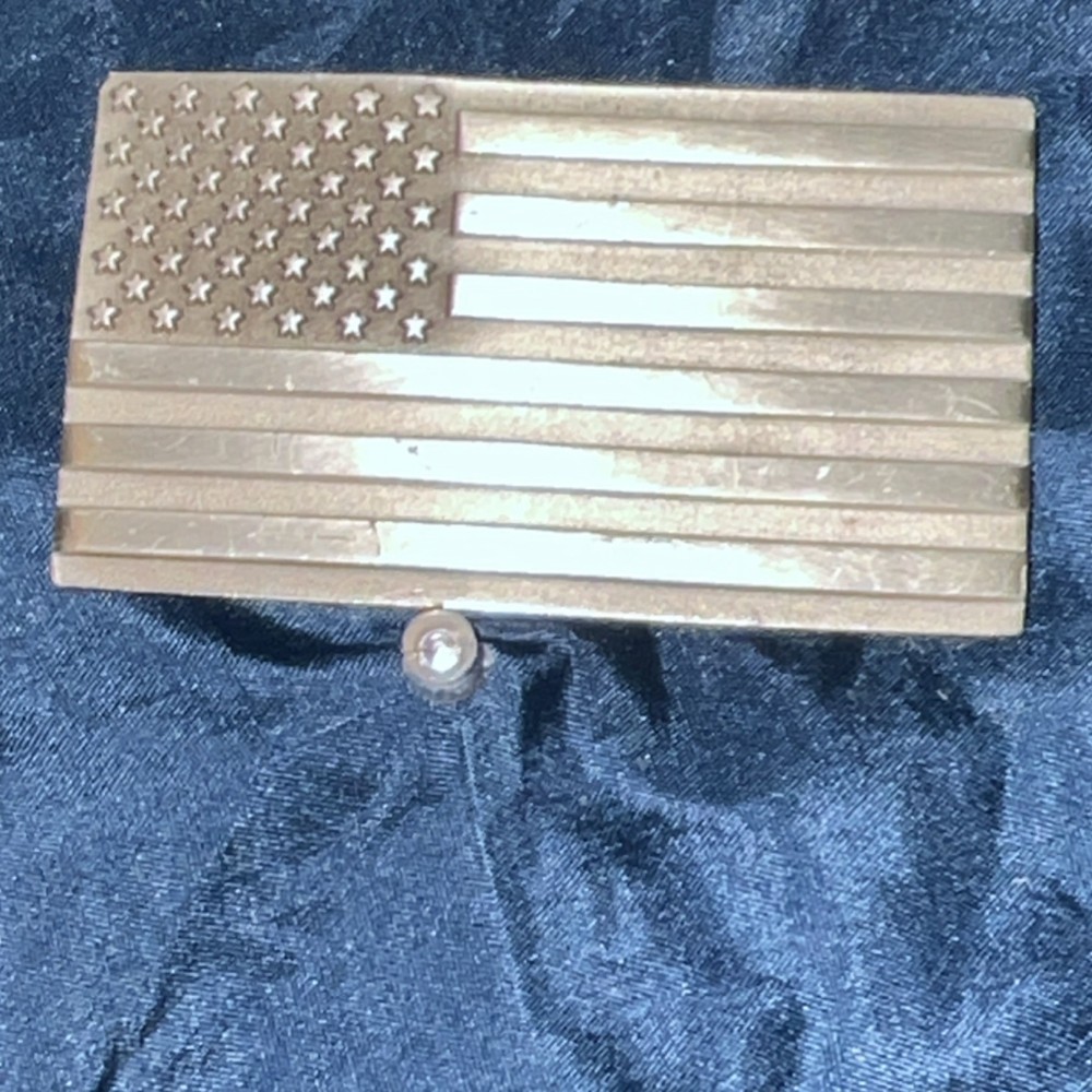 Indiana Metal Craft Solid Pewter American Flag Belt Buckle PBA201 Made in USA