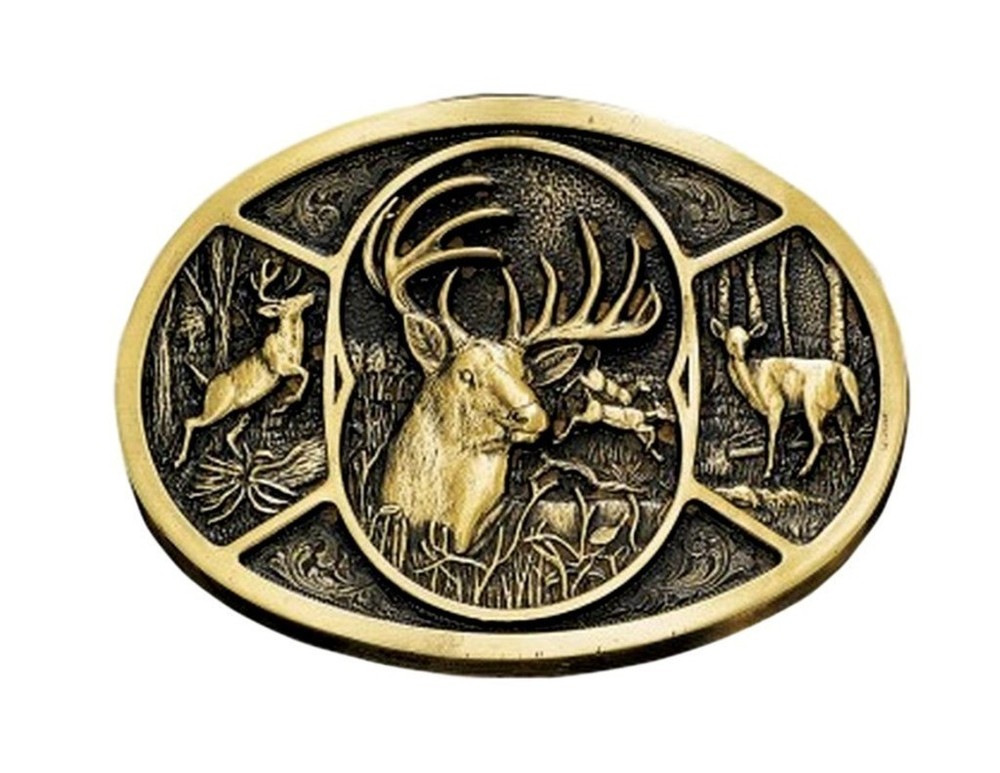 Montana Silversmiths Western Belt Buckle Oval Deer Attitude 60796C