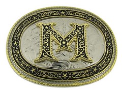 Initial M Belt Buckle Multiple Style Real Rodeo Western Letter Cowboy Men Women