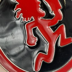 Hatchet Man Psychopathic Records Metal Belt Buckle Red Black Silver 3.5&Prime; Circle