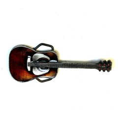 Vintage Guitar Belt Buckle 1970s Enamel Musician Gift Country, Rock Nashville