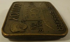 Vintage C B Convoy 10-4 Breaker Breaker Men Gold Brass Tone Belt Buckle Come On