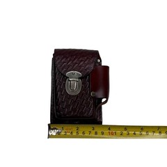 Vintage Genuine Leather Phone Holster Case Basket Weave Brown Made in USA