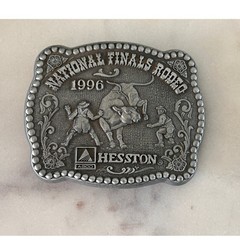 Hesston 1996 National Finals Rodeo Belt Buckle AGCO Commemorative Series Pewter