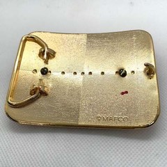 Silver Dollar Red & Gold Mirror Western Style Belt Buckle