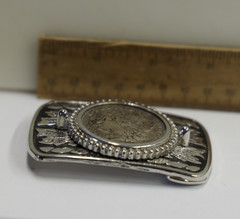 Chrome Belt Buckle 1921 US Morgan $1 Made in USA
