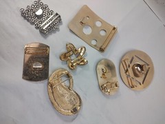 7 pc Lot Metal Belt Buckles / Sliders Belt Buckles Fabric Sliders