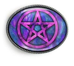 Pretty Pastel Pentagram Pentacle Symbol Handmade Artisan Belt Buckle