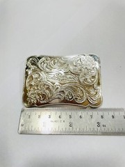 Designer Western Buckle- Unisex Shiny Silver Rectangular Shape Belt Buckle 40mm