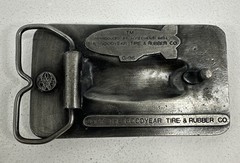 Vintage 1974 Goodyear Tire and Rubber Company Blimp Belt Buckle MARKED REPRO