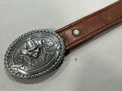 Crumrine Western Belt Buckle Cowboy Till Death Silver Creek Brown 36