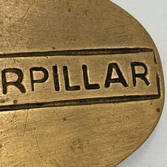 Vintage Caterpillar Belt Buckle Solid Brass Oval Logo 4080 Taiwan ROC Gold Tone
