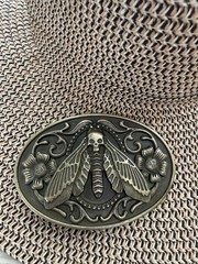 Vintage Brass Western Moth Belt Buckle: Metal Skull Insect, Goth Punk Jewelry Ya