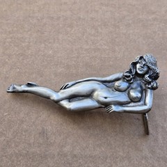 Belt Buckle Female Nude Metal Capt Hawks Sky Patrol & Novelty USA 1979 Vintage