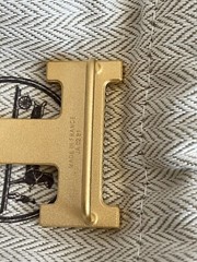 Size 95 NEW HERMÈS H Guillochee Buckle Reversible Noir/Gold Leather Strap 32mm