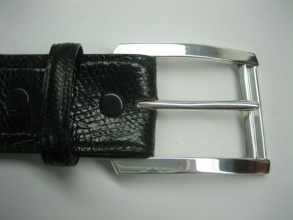 STERLING SILVER 925 BUCKLE WITH GENUINE LIZARD 1.5&Prime; BELT MADE IN U.S.A.