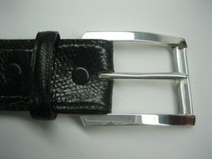 STERLING SILVER 925 BUCKLE WITH GENUINE LIZARD 1.5&Prime; BELT MADE IN U.S.A.