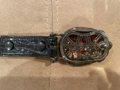 RARE!! Kieselstein Cord Silver Turtle Buckle With Black Lizard Belt Size 2