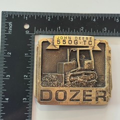 John Deere 550G TC Dozer Belt Buckle Vintage Brass Metal Bulldozer 1994