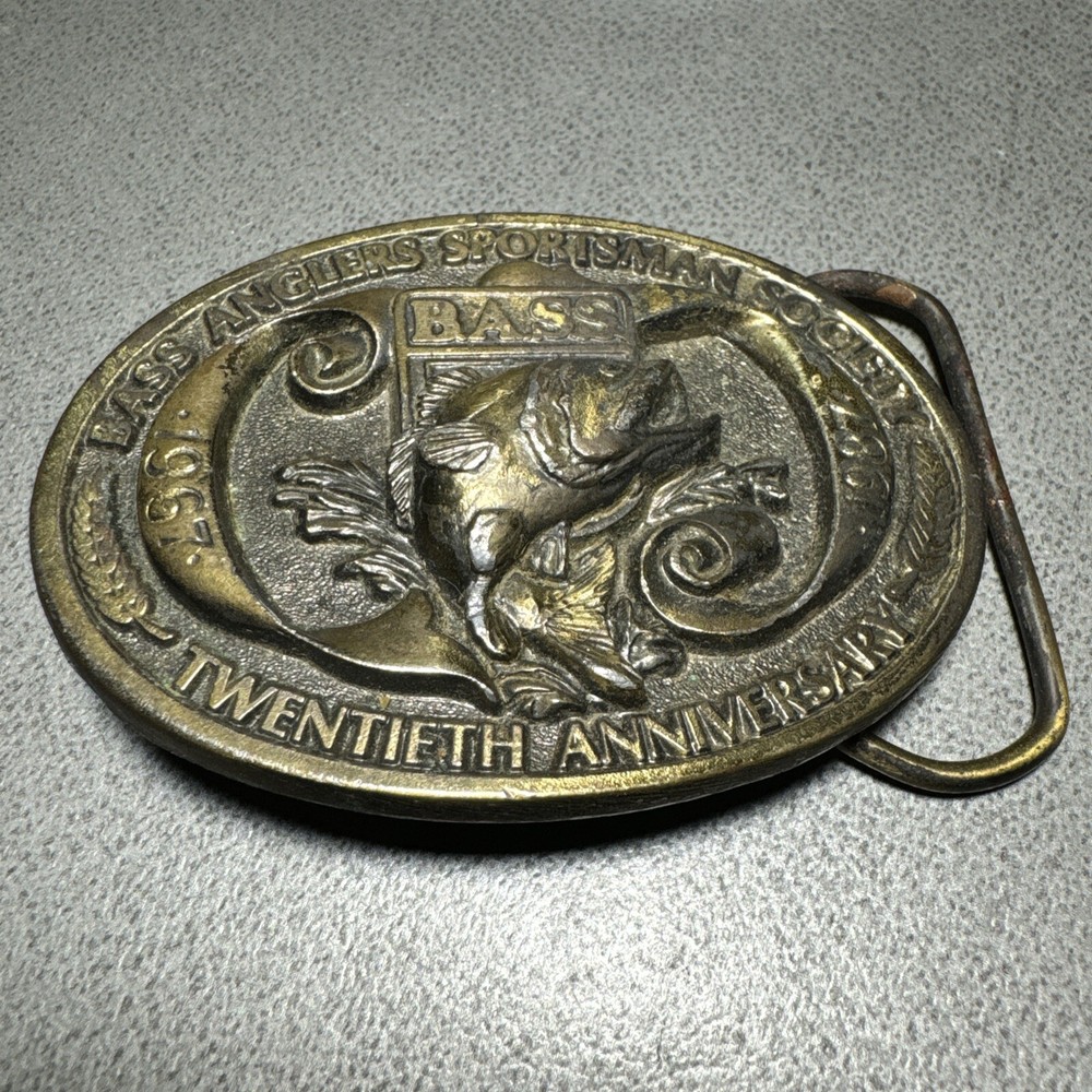 Bass Anglers Sportsman Society 20th Anniversary 1967-1987 Metal Belt Buckle