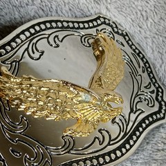 Vintage USA Eagle Belt Buckle Mens Gold Tone Eagle Western 90s Metal Cowboy