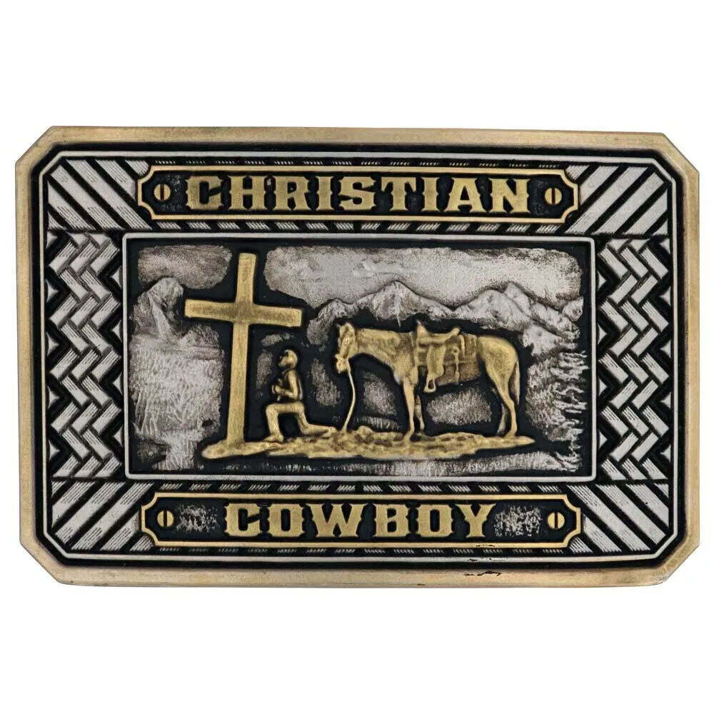 A898 Montana Silversmiths Beaming Christian Cowboy Attitude Belt Buckle NEW