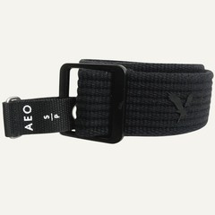 American Eagle Black Adjustable Cotton Web Belt Slider Buckle Mens Small NWT