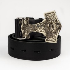 Thor&rsquo;s Hammer German silver belt buckle, Scandinavian Viking Mjolnir belt buckle