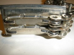 Vintage Motorcycle Chain Belt With Etched Buckle 34&Prime; end to end including buckle