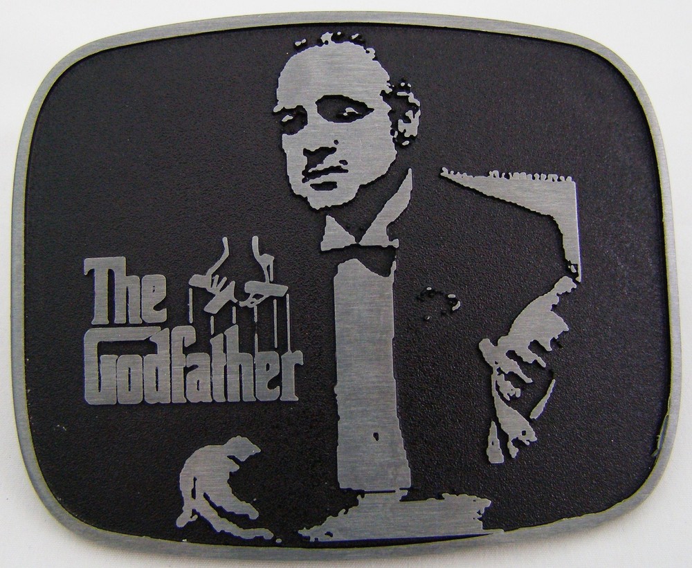BELT BUCKLES The Godfather Marlon Brando Gray Black Rectangle Mafia Movies NWOT!