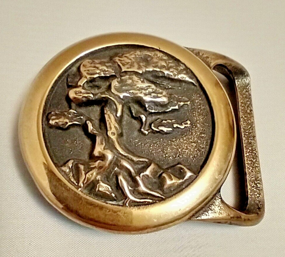 Tech Ether Guild « Bristlecone Pine » Brass Belt Buckle 1978 Very RARE