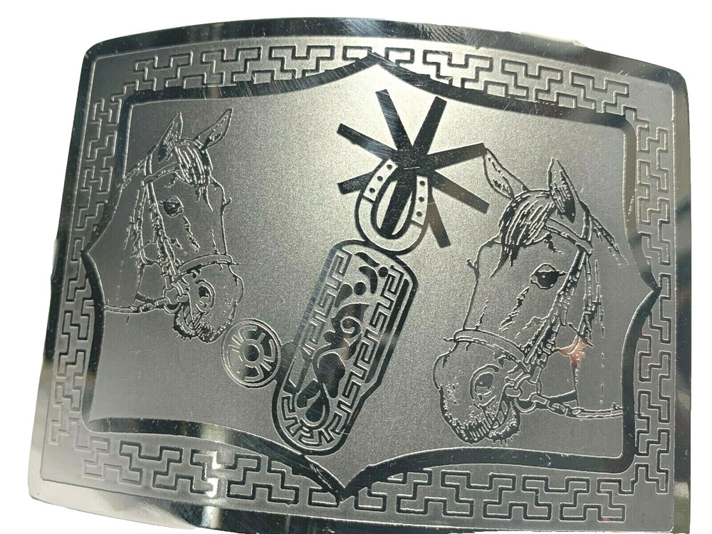 MEXICAN CHARRO WESTERN HORSE BELT BUCKLE. HEBILLA CHARRA. HEBILLA VAQUERA RODEO
