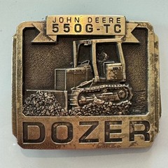 John Deere 550G TC Dozer Belt Buckle Vintage Brass Metal Bulldozer 1994