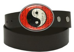 Yin Yang Oriental Grunge Art Handmade Artisan Oval Resin Belt Buckle