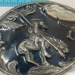 End Of Trail Men’s Belt Buckle By Siskiyou Blue Color Made In USA 1995